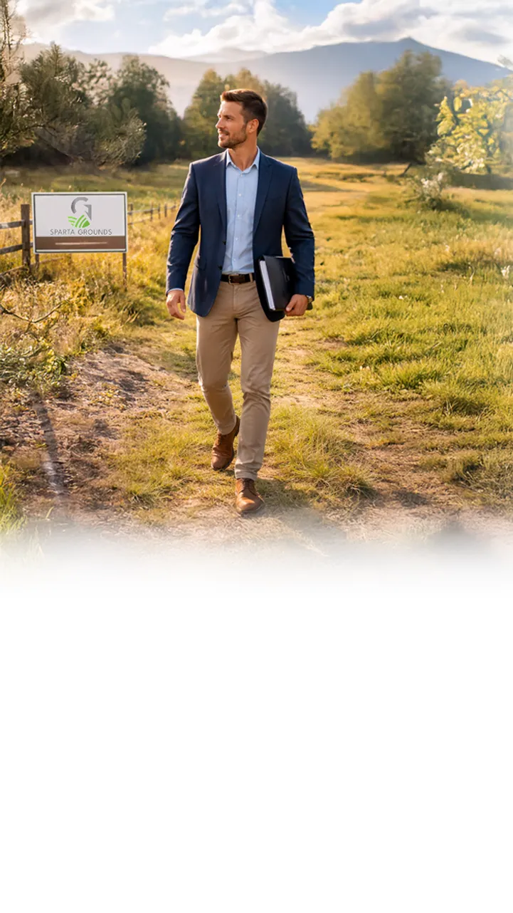 Man in a suit with a leaf in chest pocket